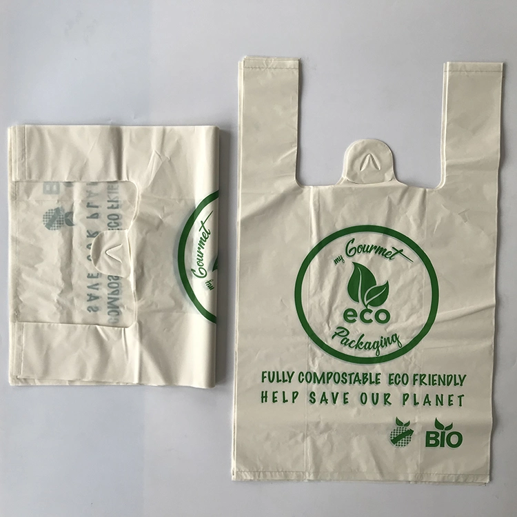 Compostable Biodegradable Garbage Drawstring Ziplock Trash Rubbish Dog Poop Diaper PLA LDPE HDPE Food Packaging Manufacturer Customized Printed Vest T-Shirt Bag